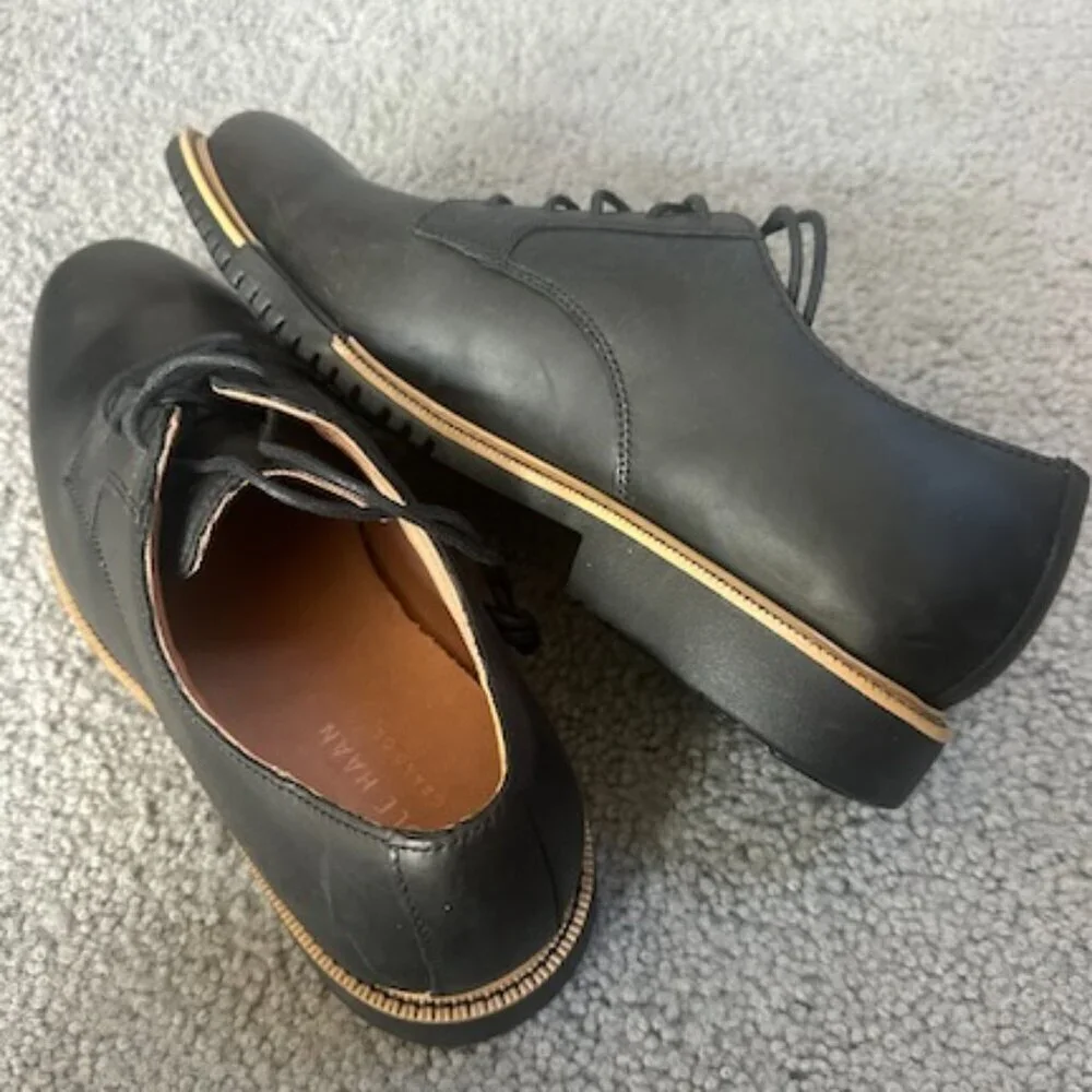 Cole Haan Great Jones Plain Toe Oxford C22001 Black Leather Sz 10 M - NWOB
